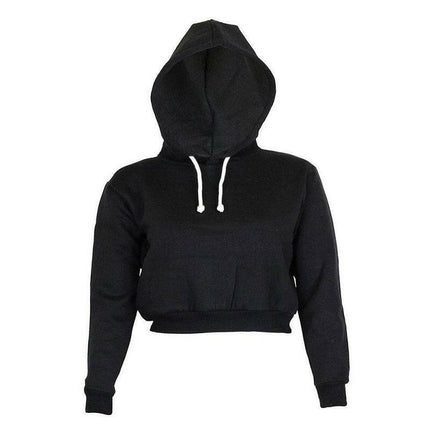 Grozavu's Solid Crop Hoodie: Casual Long Sleeve Hooded Pullover for Women at €30.99