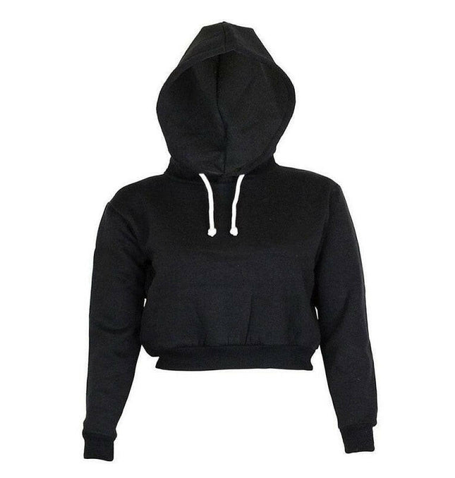 Grozavu's Solid Crop Hoodie: Casual Long Sleeve Hooded Pullover for Women at €30.99