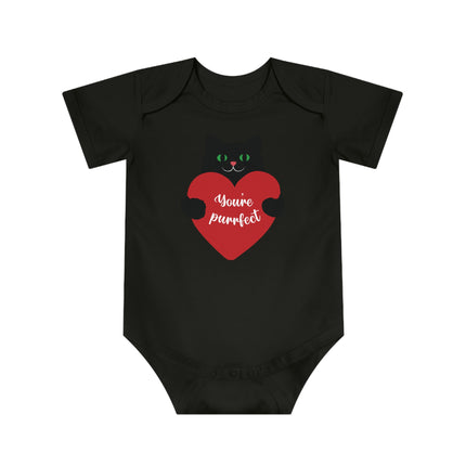Cute Cat Love Baby Bodysuit - "You're Perfect"