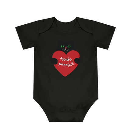Cute Cat Love Baby Bodysuit - "You're Perfect"