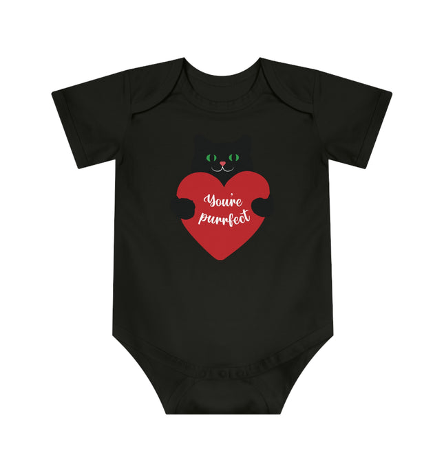 Cute Cat Love Baby Bodysuit - "You're Perfect"