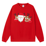 Christmas Reindeer Print Medium-Length Hoodie