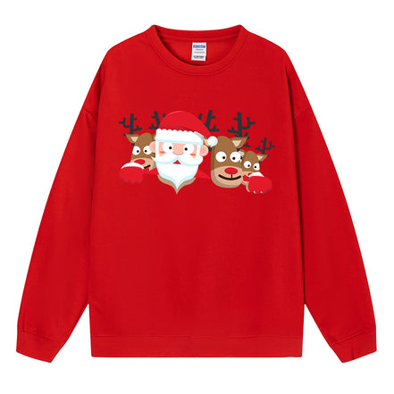 Christmas Reindeer Print Medium-Length Hoodie
