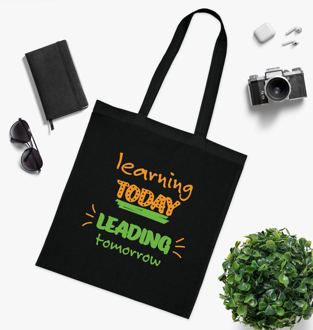 Motivational Cotton Tote Bag - 'Learning Today Leading Tomorrow'