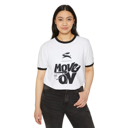 Unisex Cotton Ringer T-Shirt - 'Move On' Graphic Tee for Casual Style