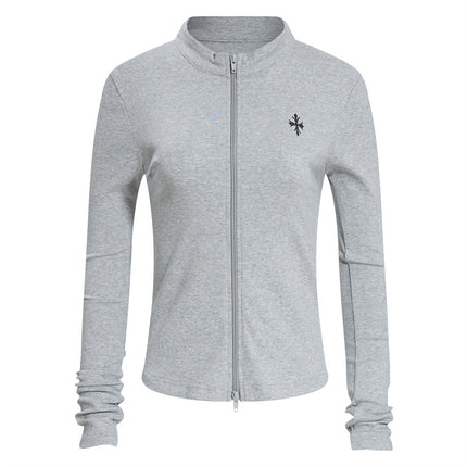 Long Sleeve Knit Cardigan Women's Spring Autumn Casual Versatile Fitted Top