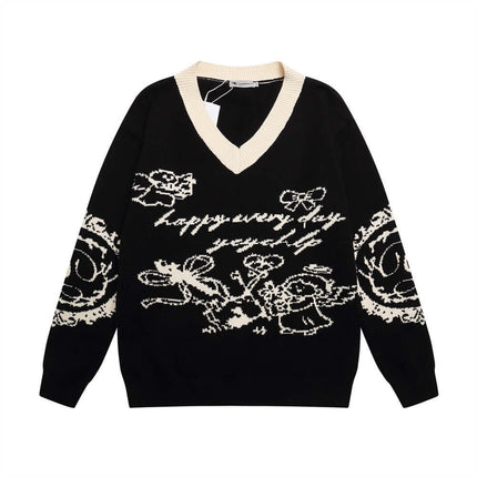 Model wearing Black mohair knit sweater large by Grozavu