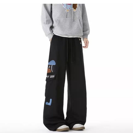 Pantalons de survêtement brodés de chien - Coupe ample