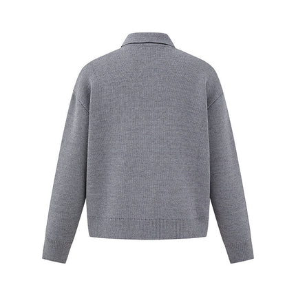 Ribbed Knit Half-Zip Sweater – Winter Streetwear