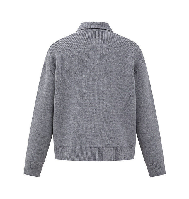 Ribbed Knit Half-Zip Sweater – Winter Streetwear