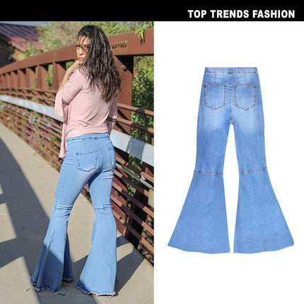 Grozavu Retro High-Waist Wide-Leg Flare Denim Pants at €39.00