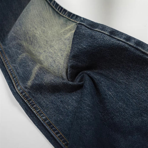 Vintage Men's Jeans, Distressed White Washed Straight Leg, Casual Loose Fit, Wide Leg Style, Fashion Brand Pants