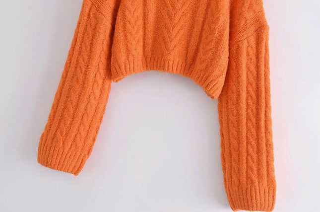 Grozavu's High-Neck Pullover Sweater: Loose, Thin, Eight-Strand Knitted Design
