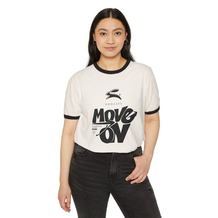 Unisex Cotton Ringer T-Shirt - 'Move On' Graphic Tee for Casual Style