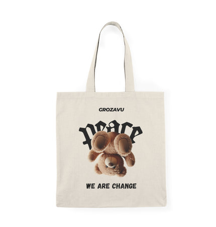 Peace We Are Change Natural Tote Bag - Eco-Friendly Canvas Bag for Everyday Use