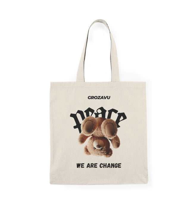 Peace We Are Change Natural Tote Bag - Eco-Friendly Canvas Bag for Everyday Use