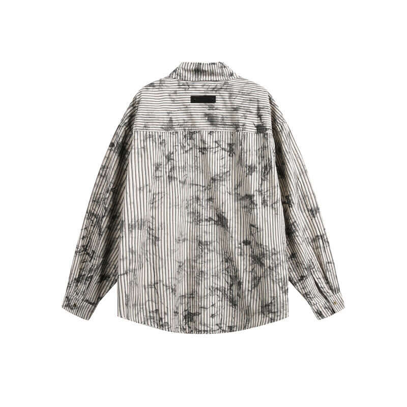 Yellow Stripes ink splattered distressed striped sleeve with Grozavu logo