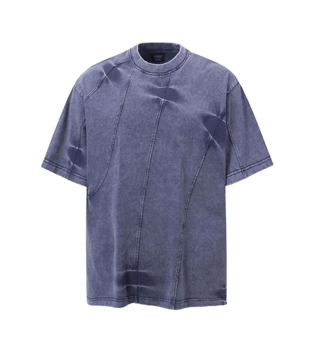 Retro Tie-Dye Spliced T-Shirt – Loose Fit in a relaxed, premium style with unique color-block splicing and soft cotton fabric.