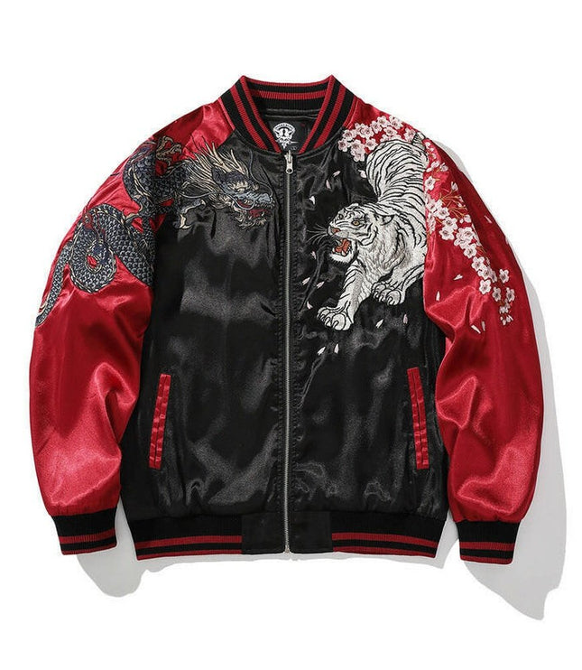 GrozavuMythical Beasts Embroidered Cotton Coat for Men