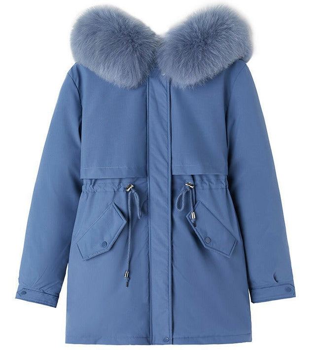 Jacheta de iarnă din bumbac de pluș de la Grozavu: stil nou de la mijlocul la lung pentru femei