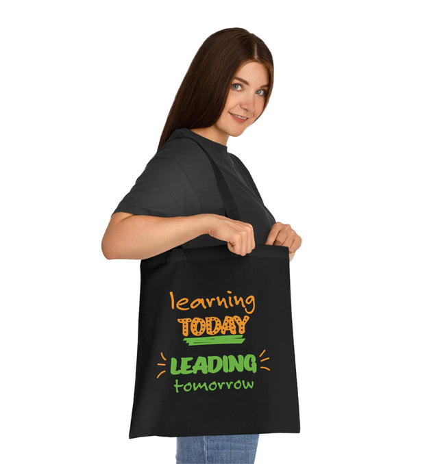 Motivational Cotton Tote Bag - 'Learning Today Leading Tomorrow'