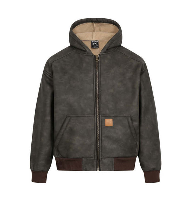 Thick Suede Hooded Jacket – Street Style featuring premium faux suede and lamb fur lining for winter warmth.