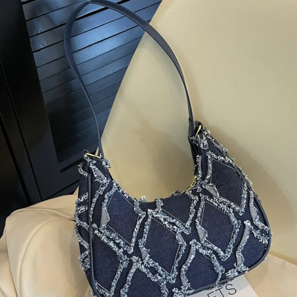 Raw Edge Cloth Shoulder Bag