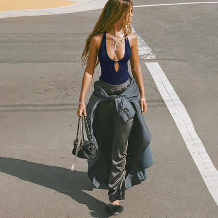 Chaleco Halter Sin Espalda de Cuello en V – Corte Ajustado