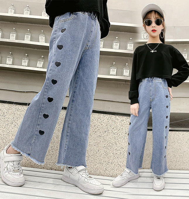 Girls' Wide-leg Denim Pants at €19.99