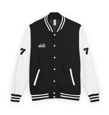 Unisex Heavyweight Letterman Jacket with Retro Motorcycle Design – Perfect for Spirit Events & Everyday Style