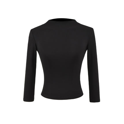 Top de media altura con cuello alto y mangas tres cuartos