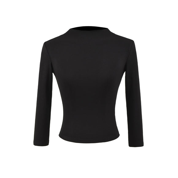 Top de media altura con cuello alto y mangas tres cuartos