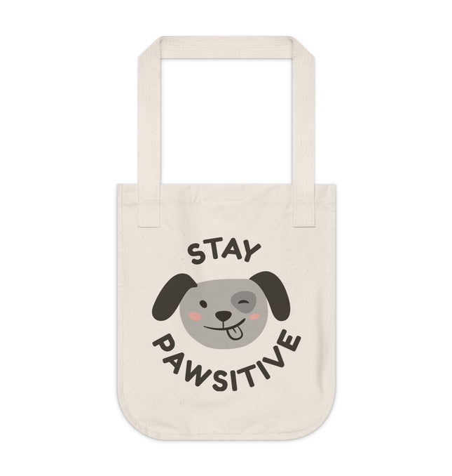 Stay Positive Organic Canvas Tote Bag - Eco-Friendly Dog Lover's Tote for Everyday Adventures