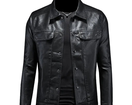 Veste en cuir noir premium pour hommes Night Rider