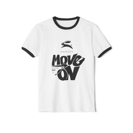 Unisex Cotton Ringer T-Shirt - 'Move On' Graphic Tee for Casual Style