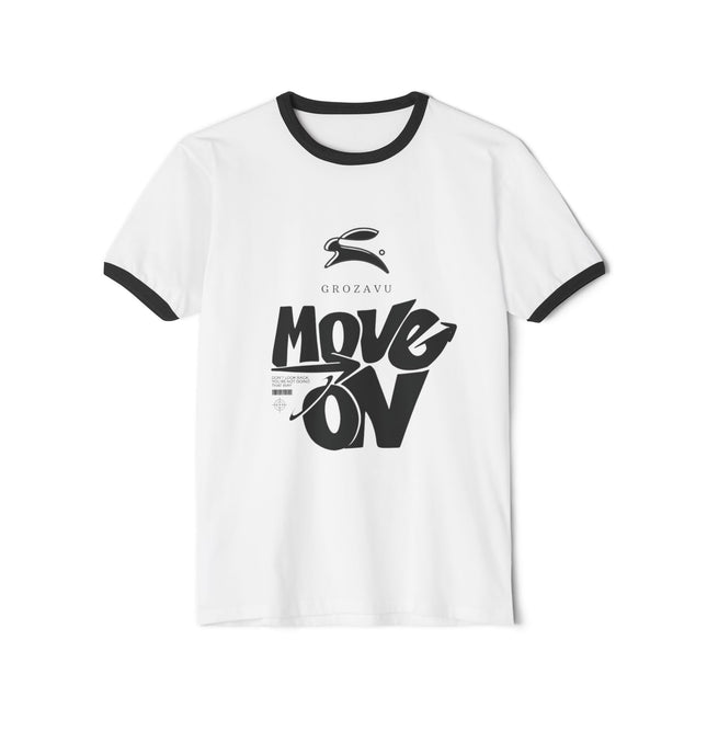 Unisex Cotton Ringer T-Shirt - 'Move On' Graphic Tee for Casual Style