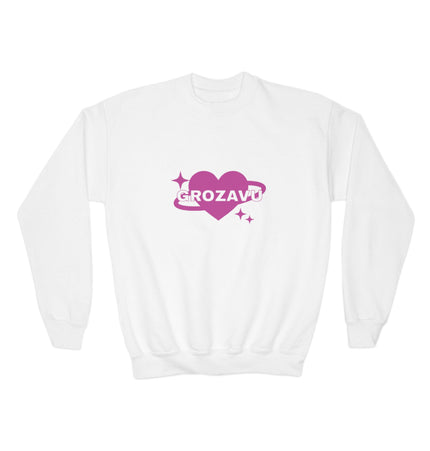 Youth Crew neck Sweatshirt with Heart Graphic - Perfect for Casual Outings and Celebrations