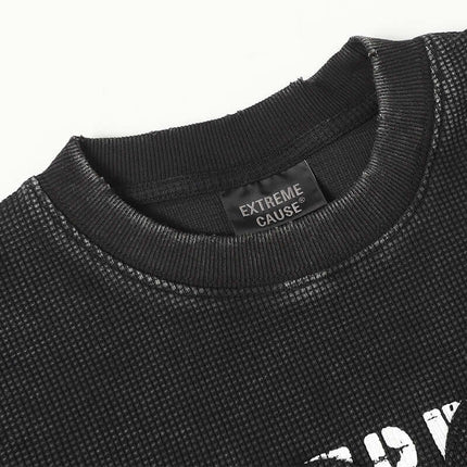 Camiseta de Algodón Lavado Waffle Retro