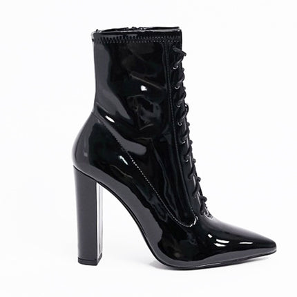 Sleek & Stylish: Black Patent Leather Ankle Boots at €110.00