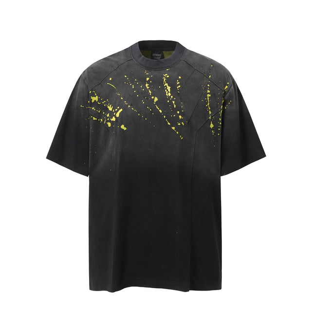 Retro Splatter Print T-Shirt – Loose Fit featuring a faded splatter design for a premium relaxed look.