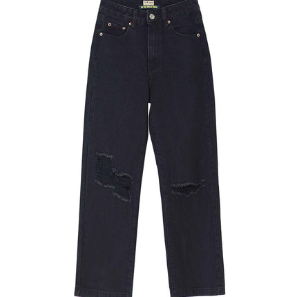 Grozavu Women's High-Waist Loose Straight Black Denim Pants at €39.00