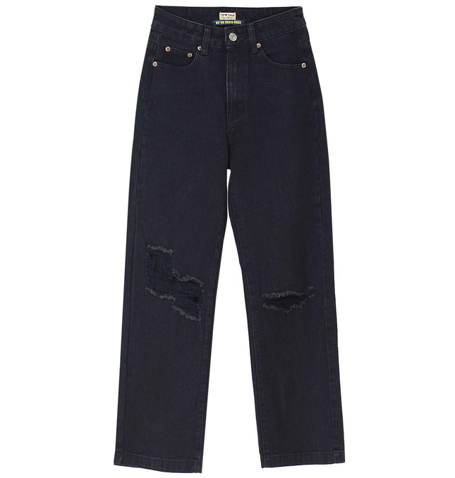 Grozavu Women's High-Waist Loose Straight Black Denim Pants at €39.00