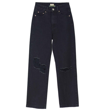 Grozavu Women's High-Waist Loose Straight Black Denim Pants at €39.00