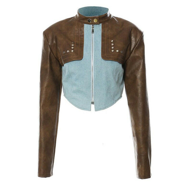 Stand Out in Style: Grozavu's Color-Block Denim Blue Jacket! at €81.99