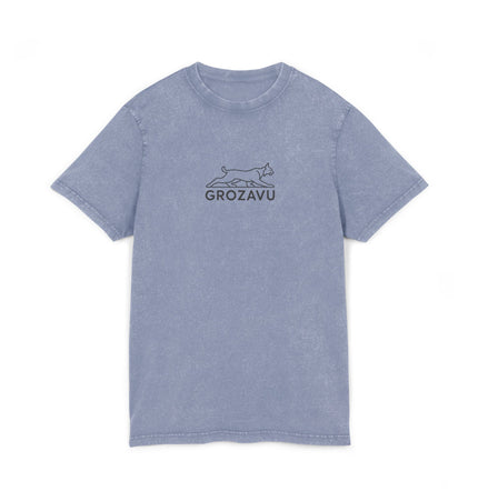 Grozavu Acid Washed Round Neck Tee - Casual Vintage Style T-Shirt