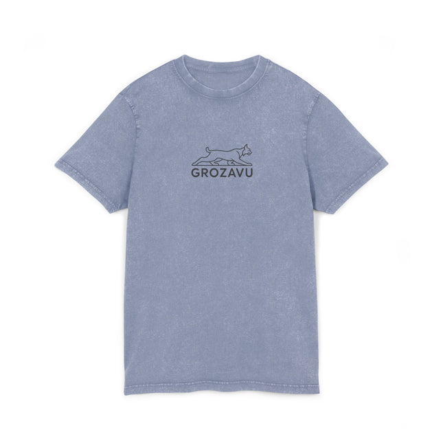 Grozavu Acid Washed Round Neck Tee - Casual Vintage Style T-Shirt