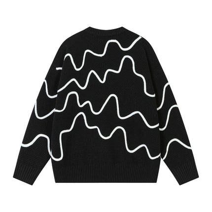 Color Block Line Knit Sweater – Loose Fit