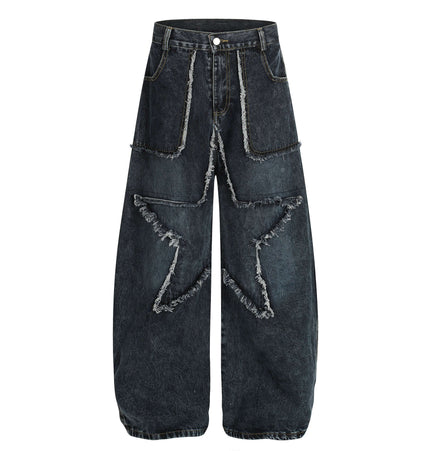 Front view of Pants Mid Waist Jeans - Grozavu brand streetwear