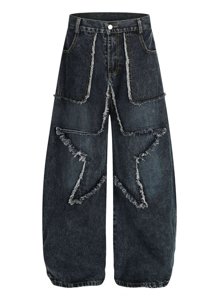 Model wearing Navy Blue pants mid waist jeans by Grozavu