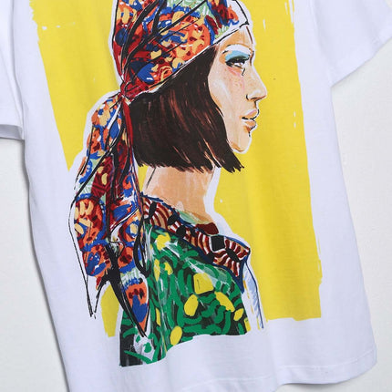 Hochwertiges Straßenmode Buntes Druck T-Shirt